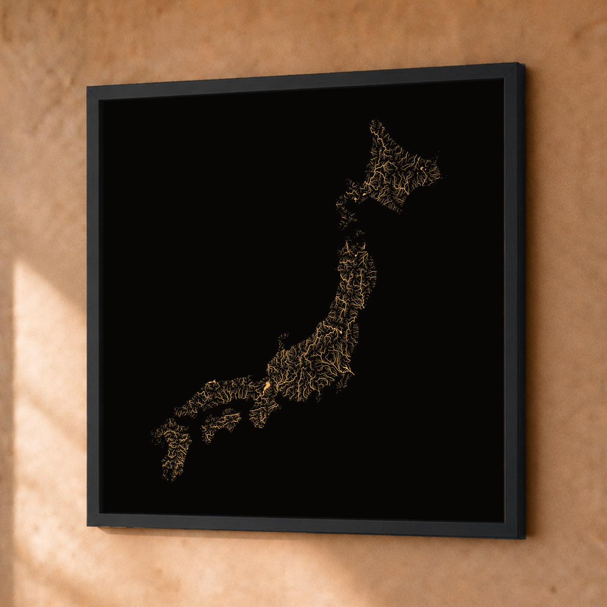 Beautiful Rivers — Japão — Cobre, Fine art emoldurado · 50 × 50 cm, Preto · Sem margem