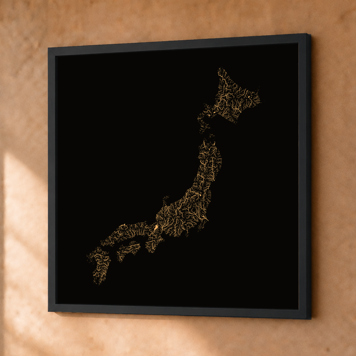 Beautiful Rivers — Japão — Cobre, Fine art emoldurado · 76 × 76 cm, Preto · Sem margem