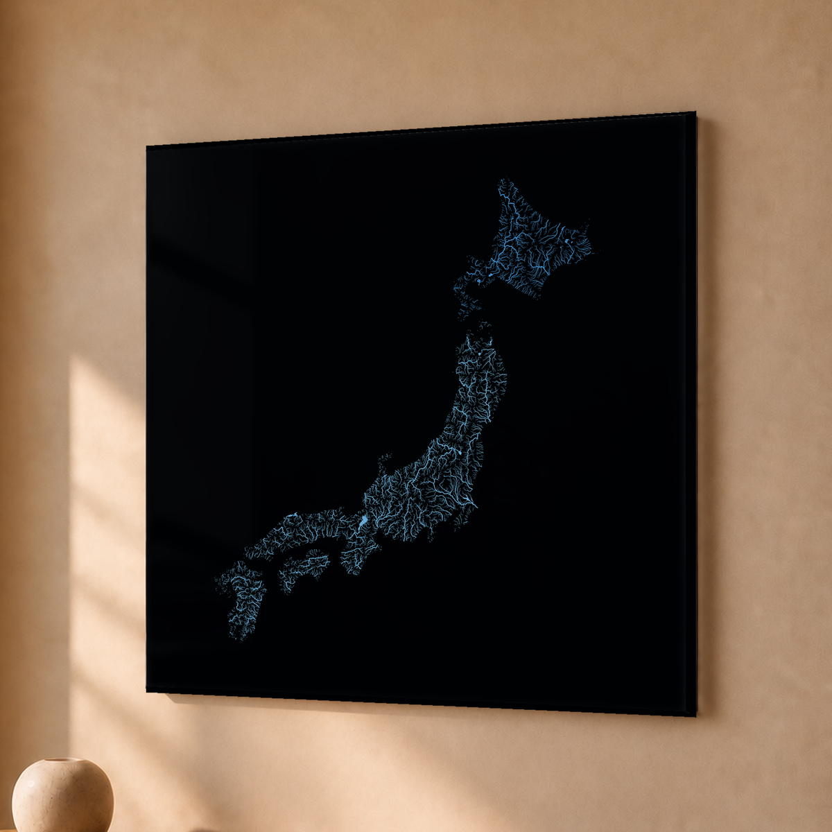 Beautiful Rivers — Japão — Neon hidrográfico, Acrílico · 30 × 30 cm, Sem margem