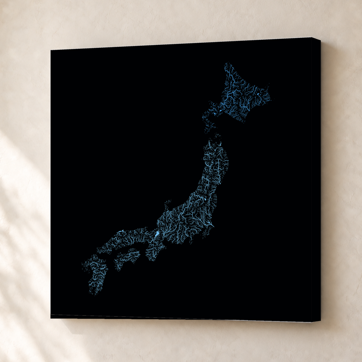 Beautiful Rivers — Japão — Neon hidrográfico, Canvas · 50 × 50 cm, Sem margem