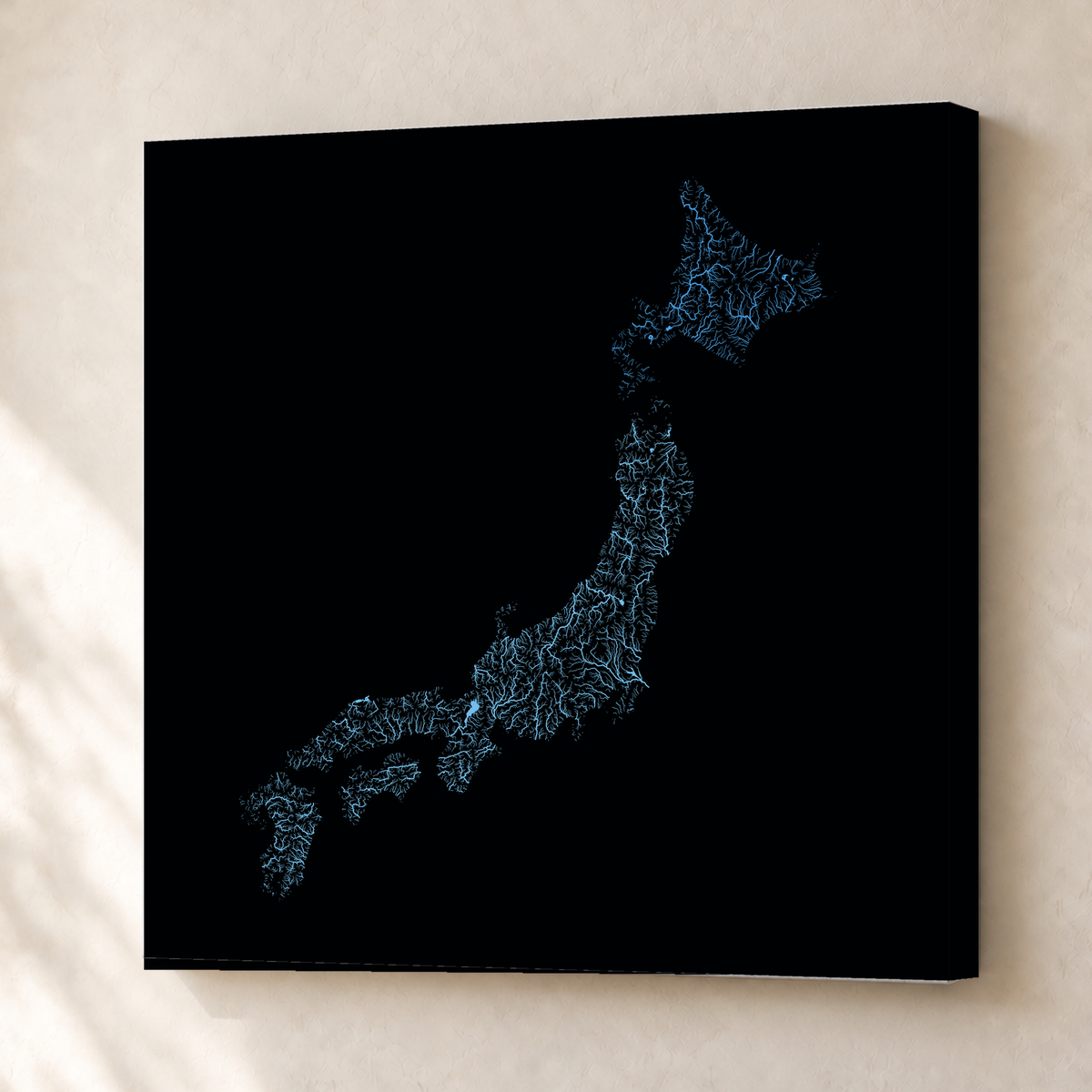Beautiful Rivers — Japão — Neon hidrográfico, Canvas · 76 × 76 cm, Sem margem