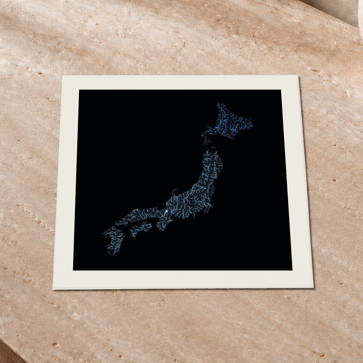 Beautiful Rivers — Japão — Neon hidrográfico, Impressão fine art · 30 × 30 cm, Margem branca