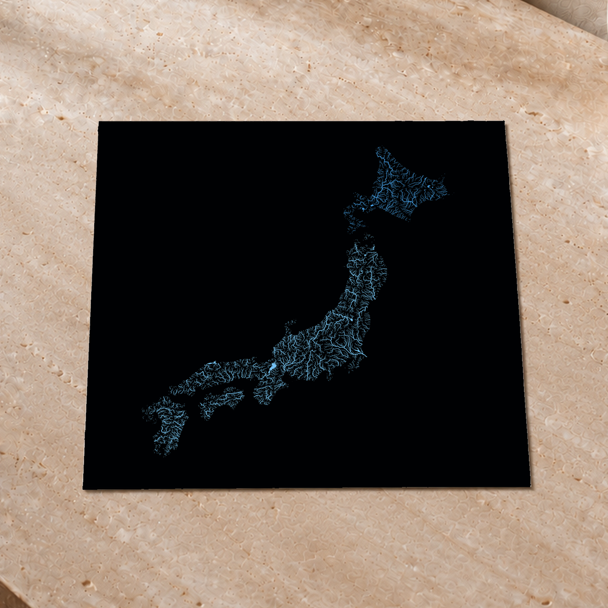 Beautiful Rivers — Japão — Neon hidrográfico, Impressão fine art · 50 × 50 cm, Sem margem