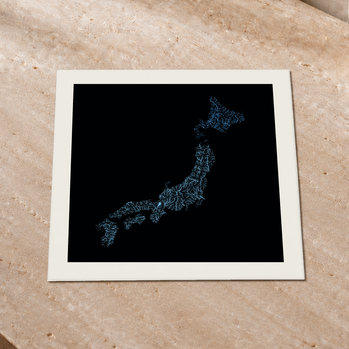 Beautiful Rivers — Japão — Neon hidrográfico, Impressão fine art · 50 × 50 cm, Margem branca