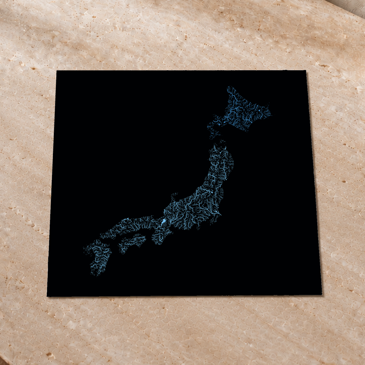 Beautiful Rivers — Japão — Neon hidrográfico, Impressão fine art · 76 × 76 cm, Sem margem