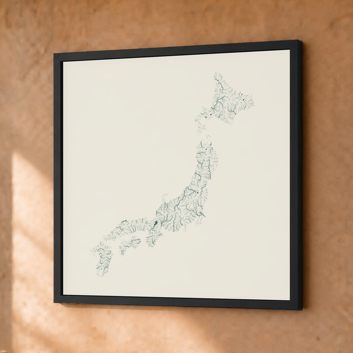 Beautiful Rivers — Japão — Natural e luminosa, Fine art emoldurado · 30 × 30 cm, Preto · Sem margem