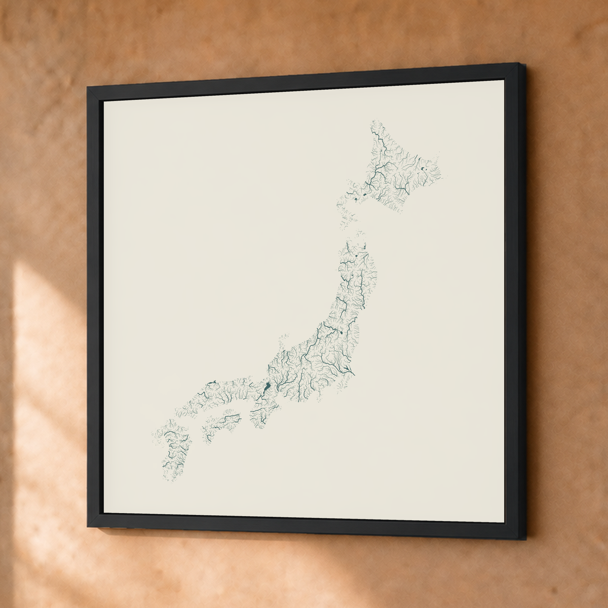 Beautiful Rivers — Japão — Natural e luminosa, Fine art emoldurado · 50 × 50 cm, Preto · Sem margem
