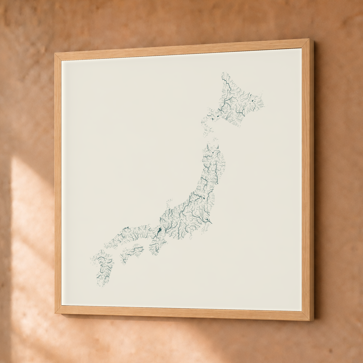 Beautiful Rivers — Japão — Natural e luminosa, Fine art emoldurado · 50 × 50 cm, Natural · Sem margem