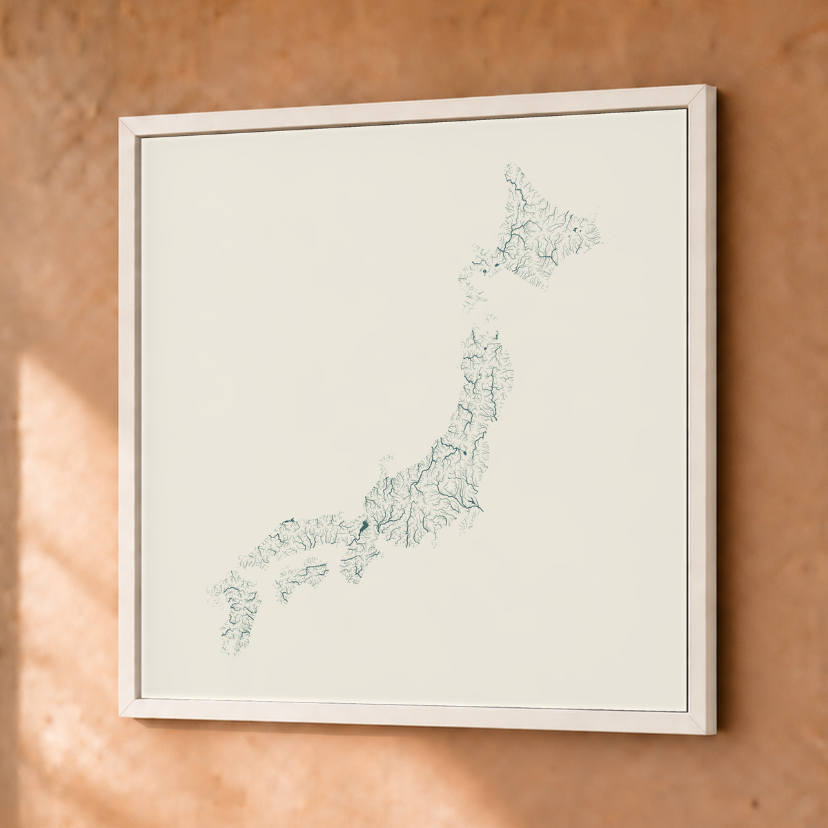 Beautiful Rivers — Japão — Natural e luminosa, Fine art emoldurado · 50 × 50 cm, Branco · Sem margem