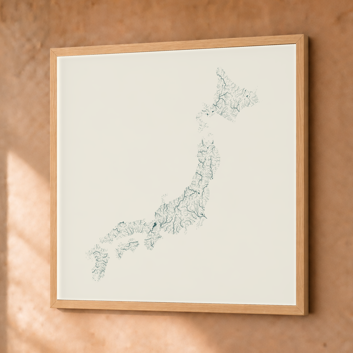 Beautiful Rivers — Japão — Natural e luminosa, Fine art emoldurado · 76 × 76 cm, Natural · Sem margem