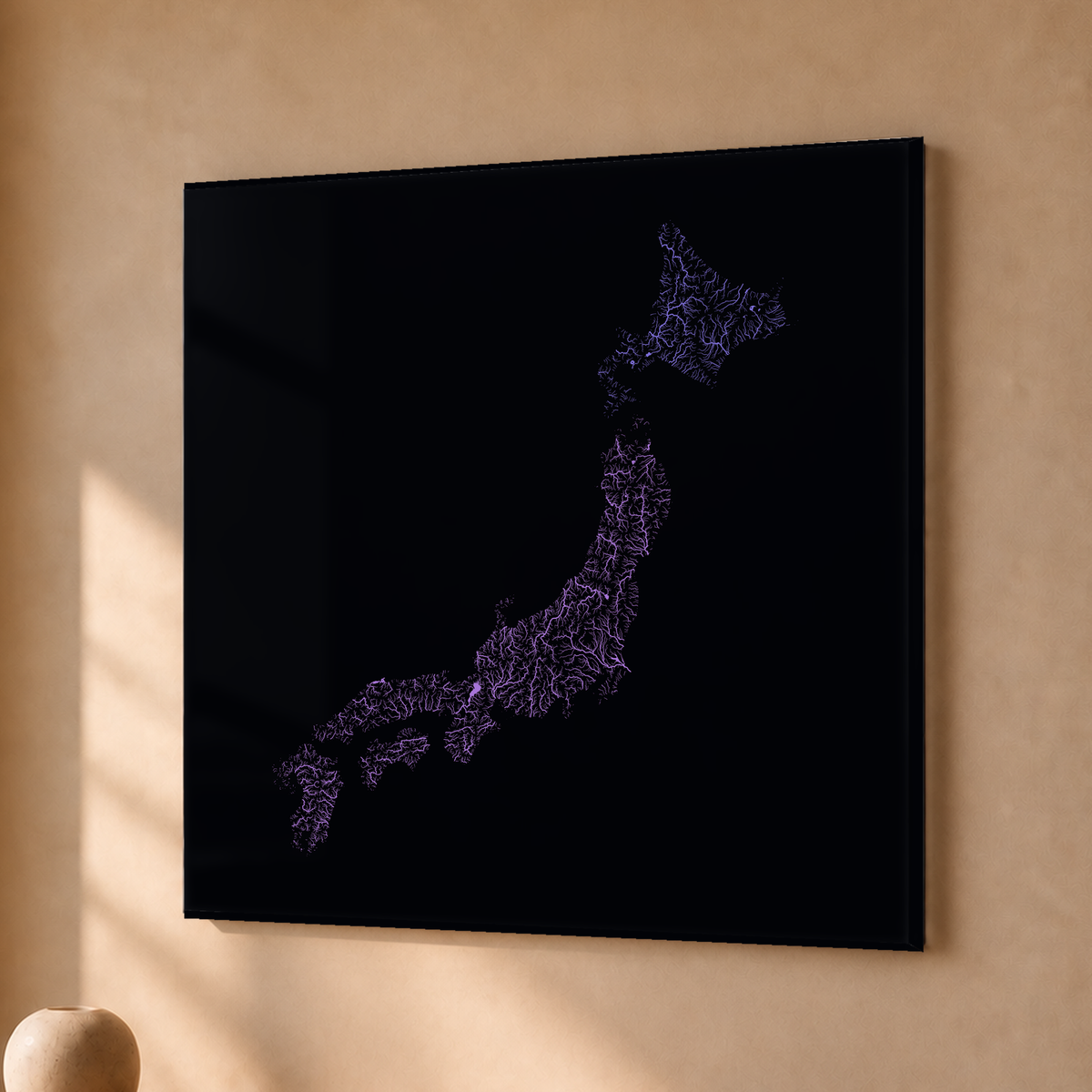 Beautiful Rivers — Japão — Neon por território, Acrílico · 50 × 50 cm, Sem margem