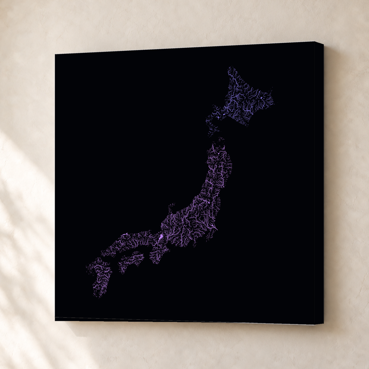 Beautiful Rivers — Japão — Neon por território, Canvas · 30 × 30 cm, Sem margem
