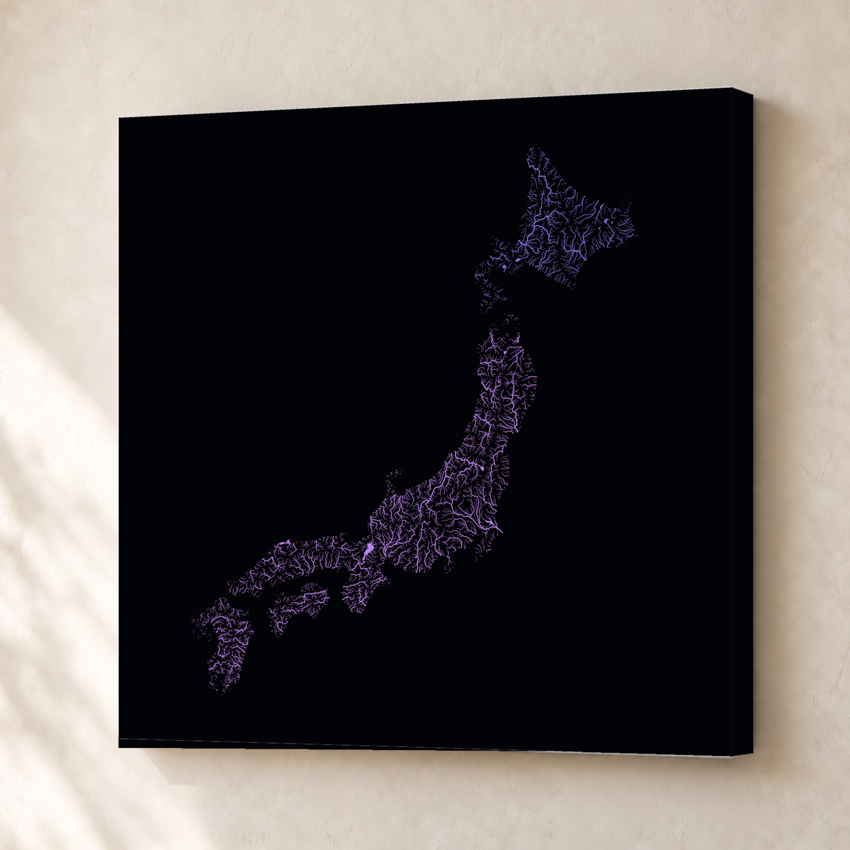 Beautiful Rivers — Japão — Neon por território, Canvas · 50 × 50 cm, Sem margem