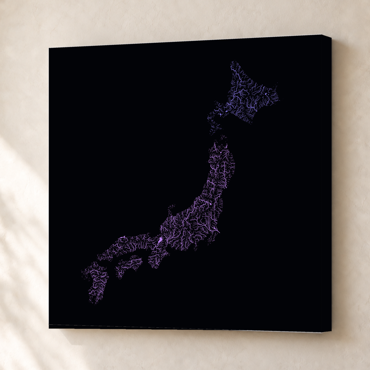 Beautiful Rivers — Japão — Neon por território, Canvas · 76 × 76 cm, Sem margem