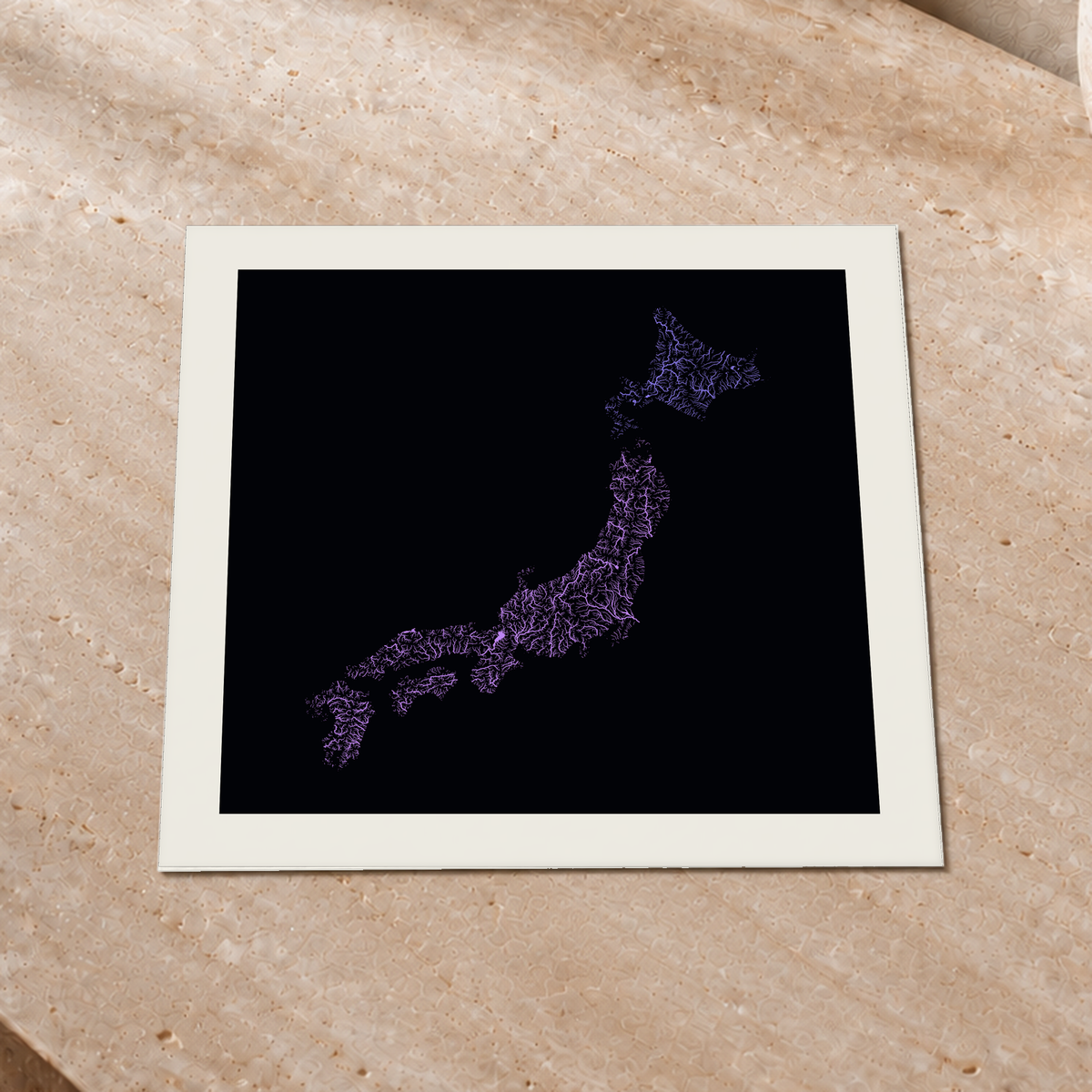 Beautiful Rivers — Japão — Neon por território, Impressão fine art · 30 × 30 cm, Margem branca