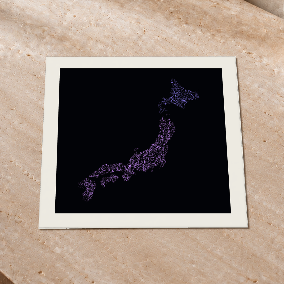 Beautiful Rivers — Japão — Neon por território, Impressão fine art · 50 × 50 cm, Margem branca