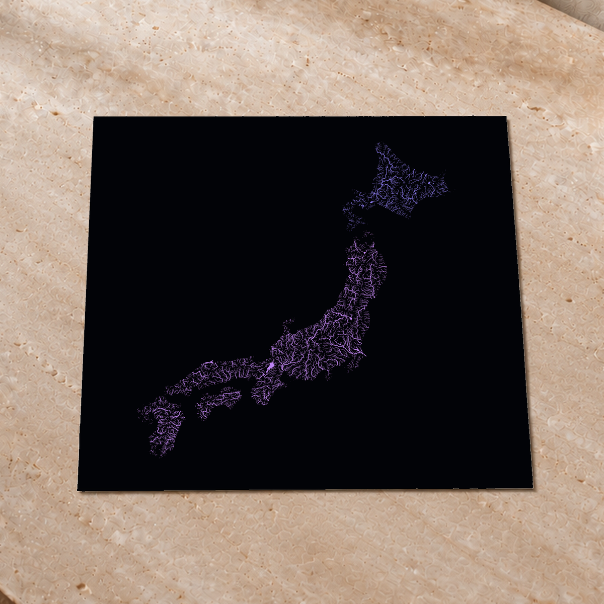 Beautiful Rivers — Japão — Neon por território, Impressão fine art · 76 × 76 cm, Sem margem