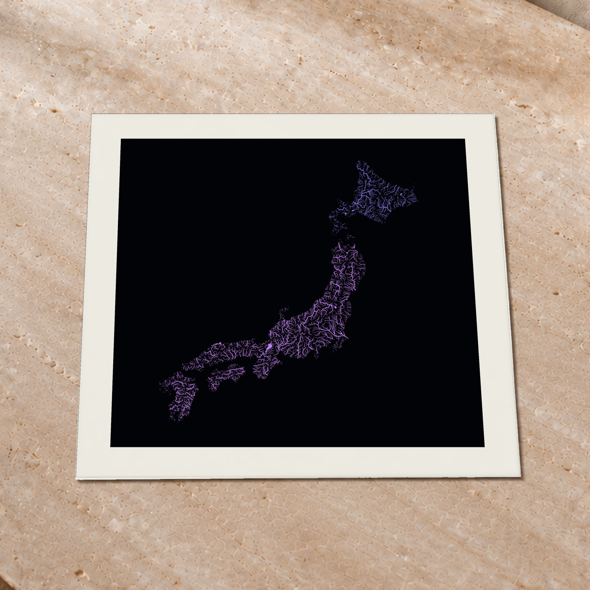Beautiful Rivers — Japão — Neon por território, Impressão fine art · 76 × 76 cm, Margem branca