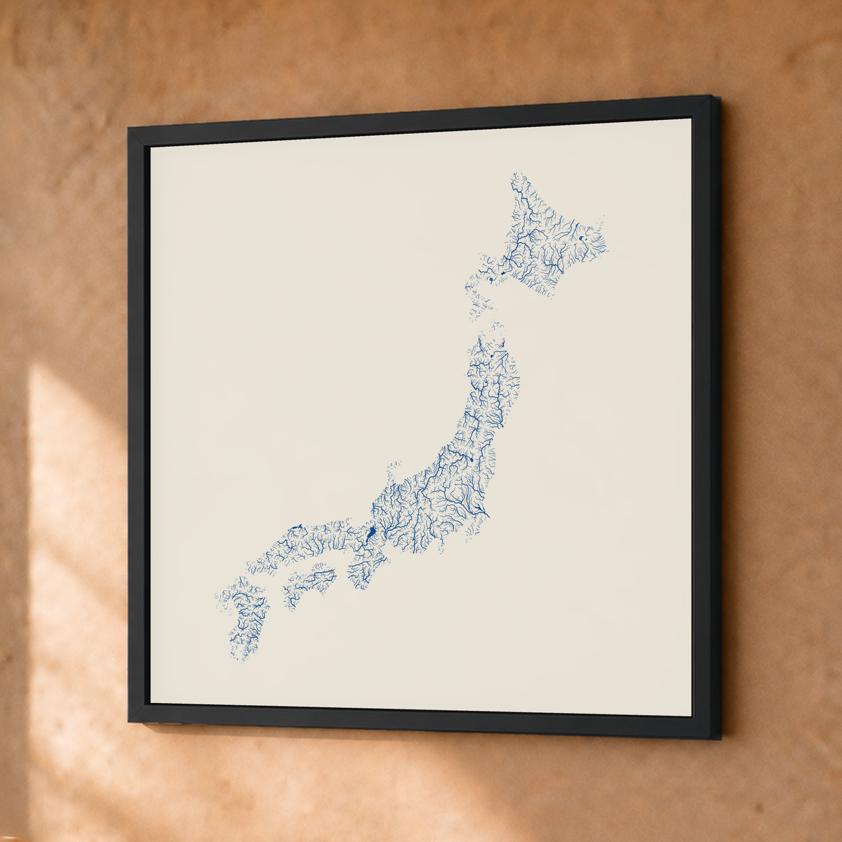 Beautiful Rivers — Japão — Risografia, Fine art emoldurado · 30 × 30 cm, Preto · Sem margem
