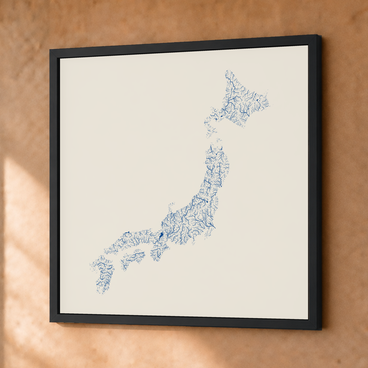 Beautiful Rivers — Japão — Risografia, Fine art emoldurado · 76 × 76 cm, Preto · Sem margem