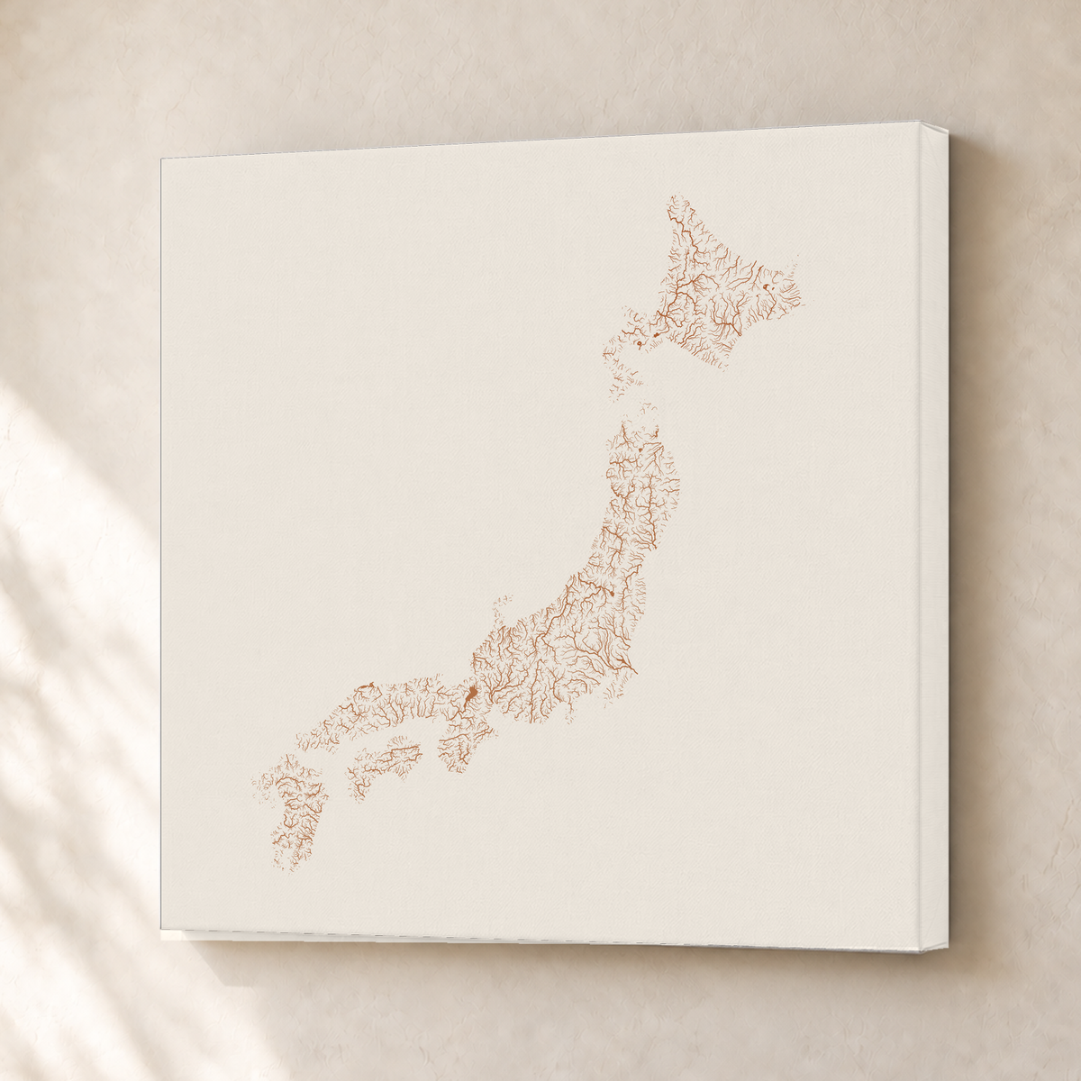 Beautiful Rivers — Japão — Terracota e areia, Canvas · 30 × 30 cm, Sem margem