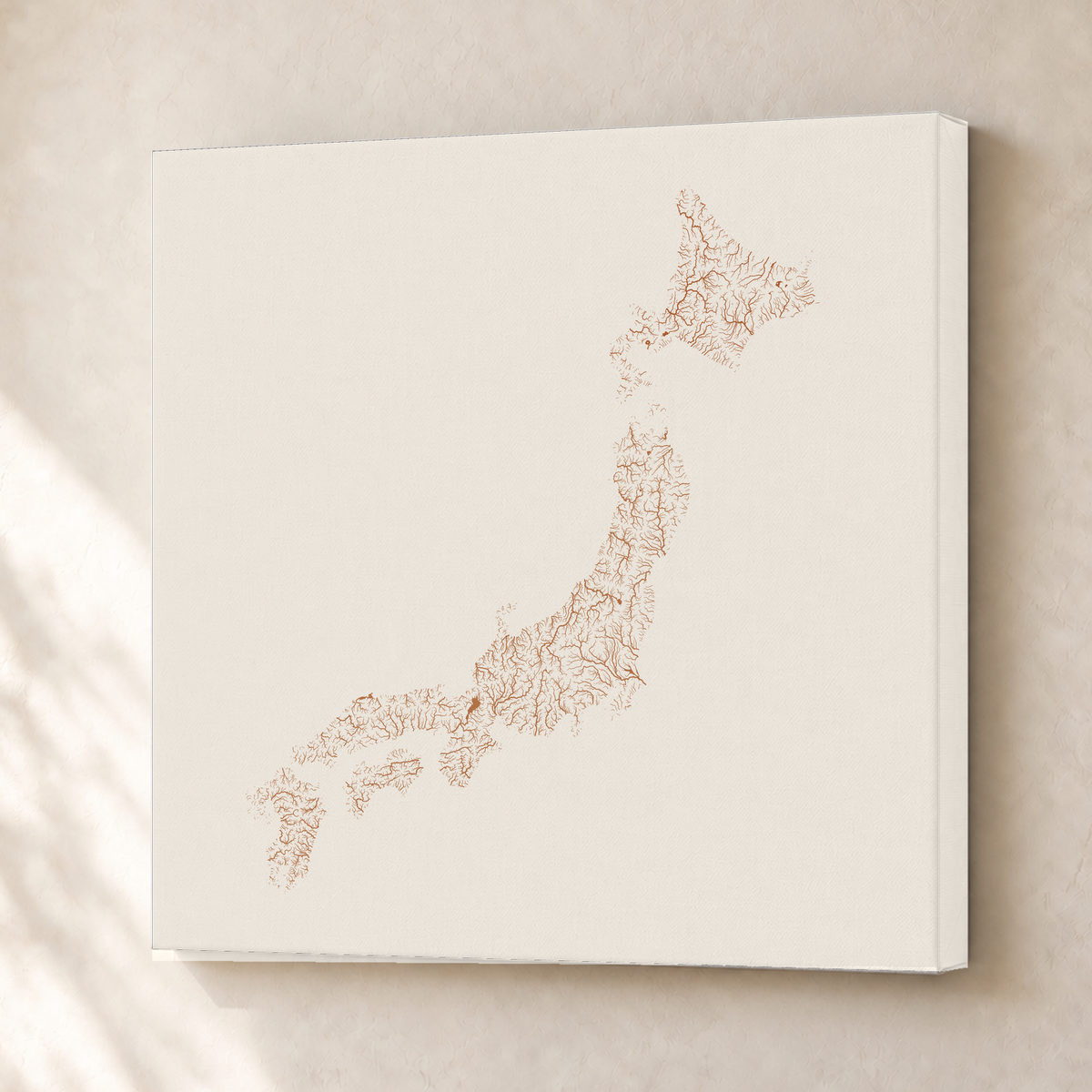 Beautiful Rivers — Japão — Terracota e areia, Canvas · 50 × 50 cm, Sem margem