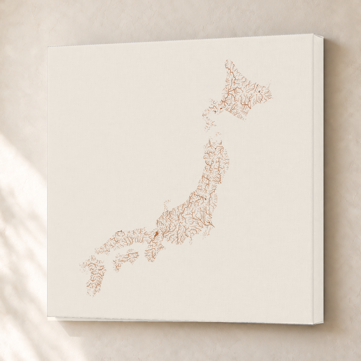 Beautiful Rivers — Japão — Terracota e areia, Canvas · 76 × 76 cm, Sem margem