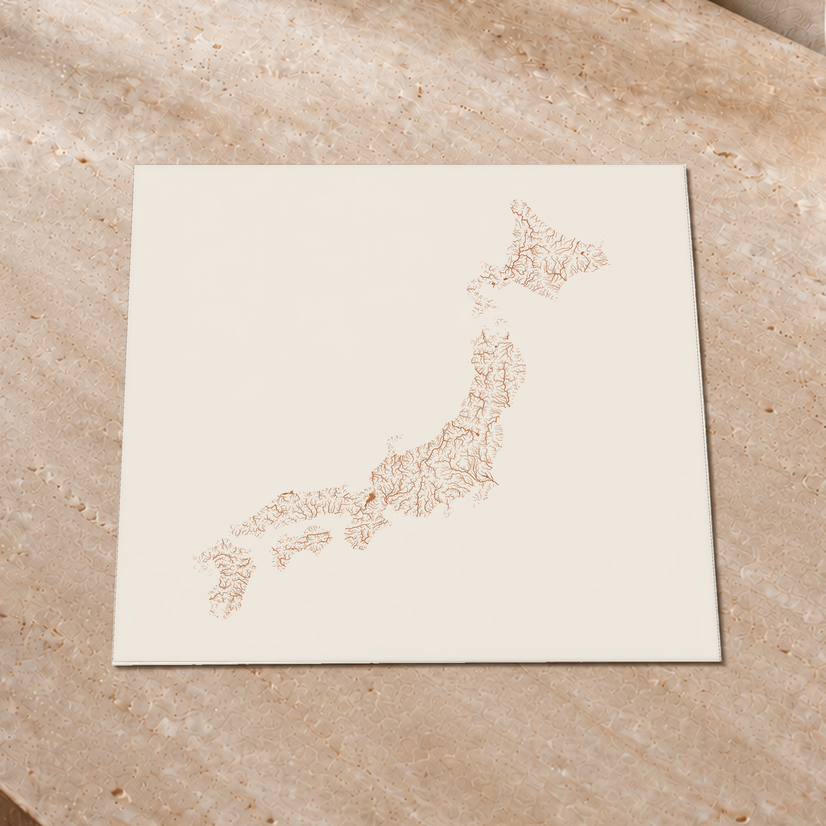 Beautiful Rivers — Japão — Terracota e areia, Impressão fine art · 50 × 50 cm, Sem margem