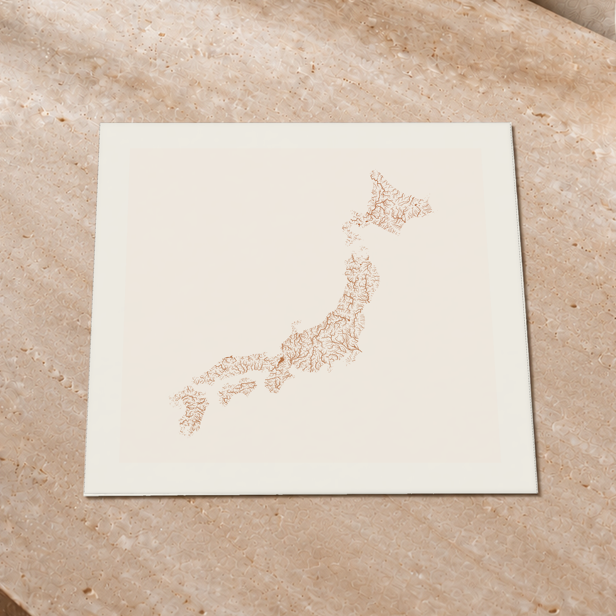 Beautiful Rivers — Japão — Terracota e areia, Impressão fine art · 50 × 50 cm, Margem branca