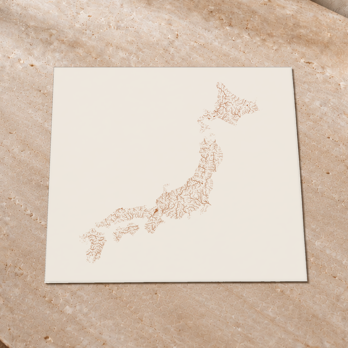Beautiful Rivers — Japão — Terracota e areia, Impressão fine art · 76 × 76 cm, Sem margem