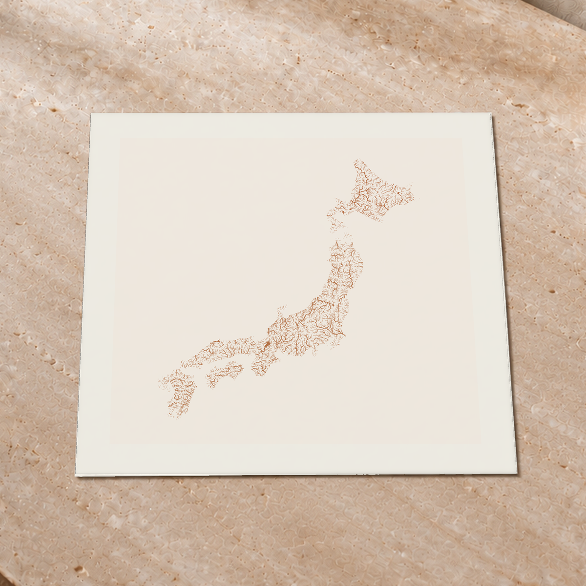 Beautiful Rivers — Japão — Terracota e areia, Impressão fine art · 76 × 76 cm, Margem branca