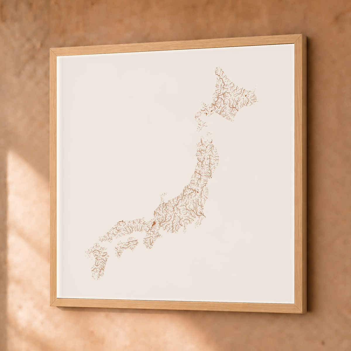 Beautiful Rivers — Japão — Terracota e areia, Fine art emoldurado · 76 × 76 cm, Natural · Sem margem
