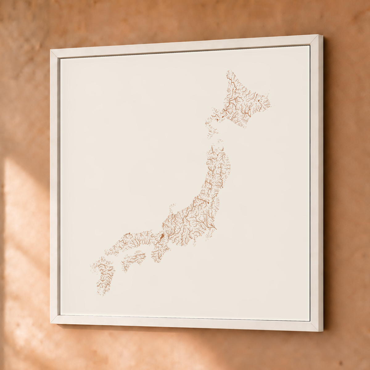Beautiful Rivers — Japão — Terracota e areia, Fine art emoldurado · 76 × 76 cm, Branco · Sem margem