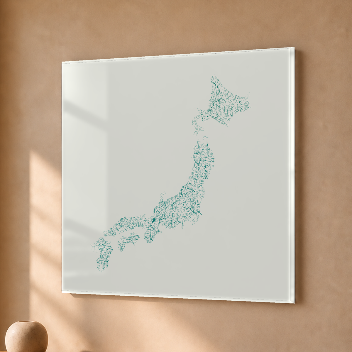 Beautiful Rivers — Japão — Verde jade e porcelana, Acrílico · 30 × 30 cm, Sem margem