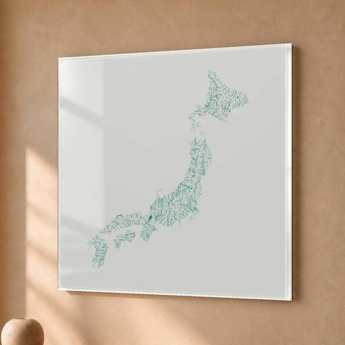 Beautiful Rivers — Japão — Verde jade e porcelana, Acrílico · 50 × 50 cm, Sem margem