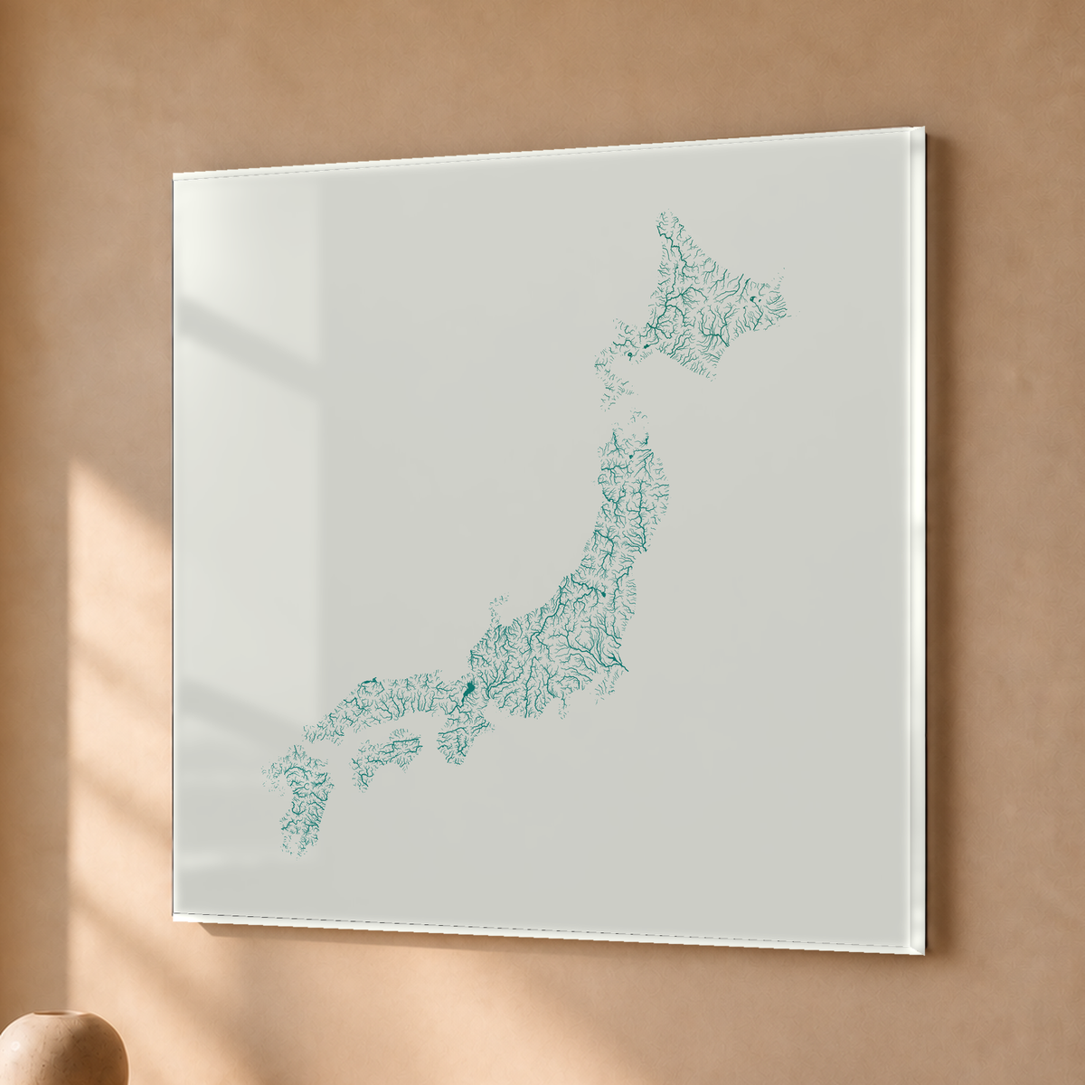 Beautiful Rivers — Japão — Verde jade e porcelana, Acrílico · 76 × 76 cm, Sem margem