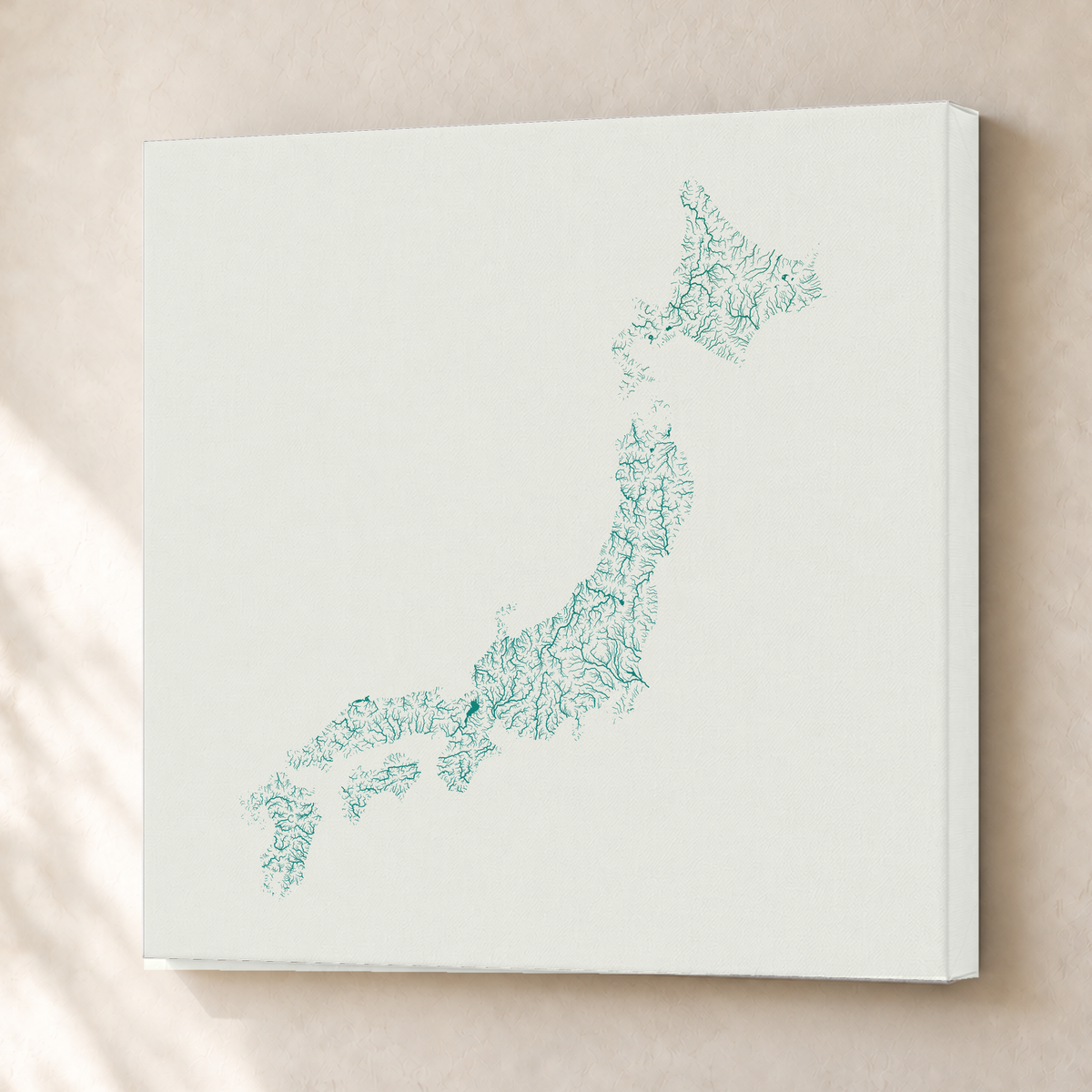Beautiful Rivers — Japão — Verde jade e porcelana, Canvas · 76 × 76 cm, Sem margem