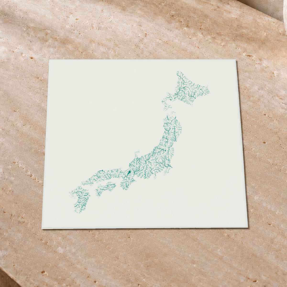 Beautiful Rivers — Japão — Verde jade e porcelana, Impressão fine art · 30 × 30 cm, Sem margem