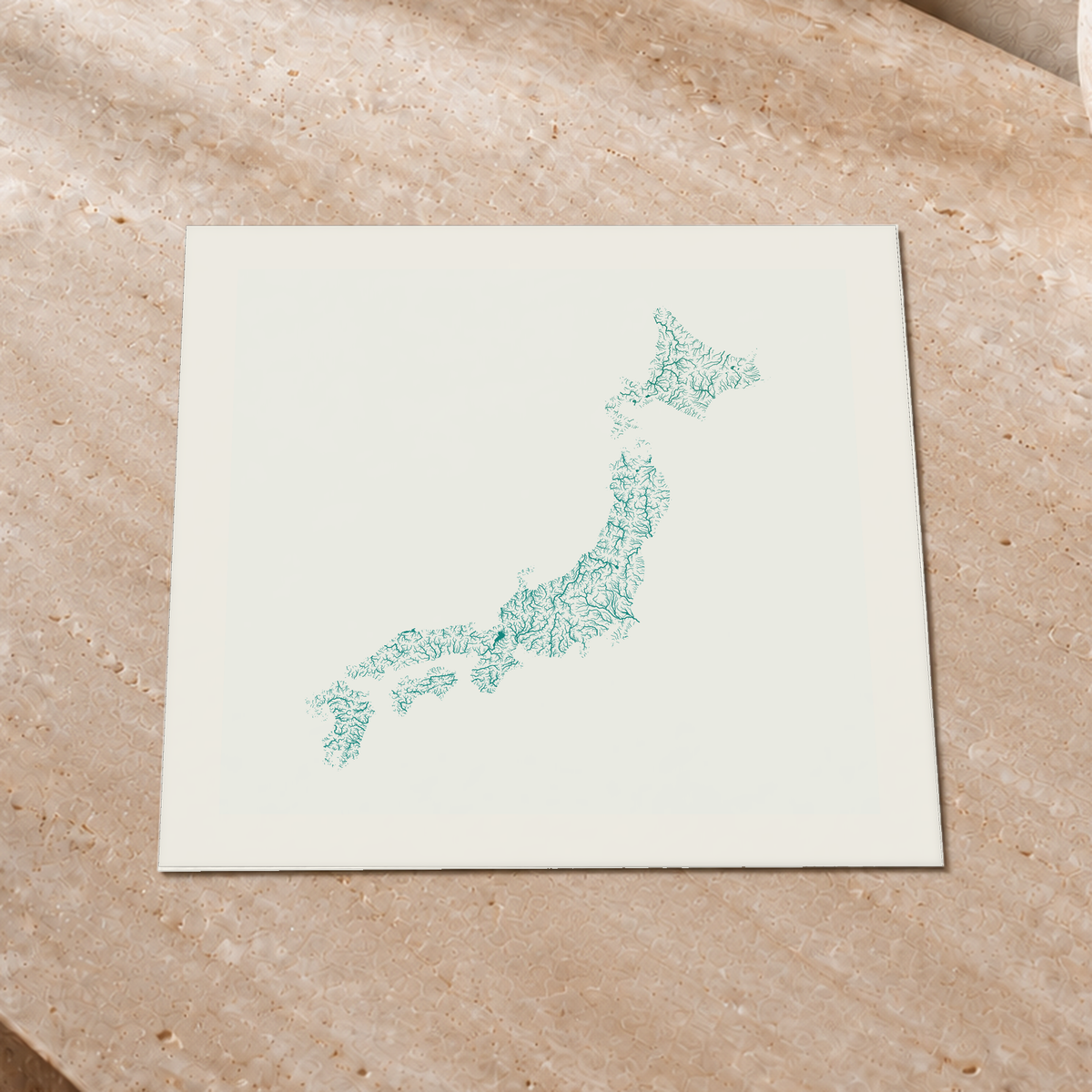 Beautiful Rivers — Japão — Verde jade e porcelana, Impressão fine art · 30 × 30 cm, Margem branca