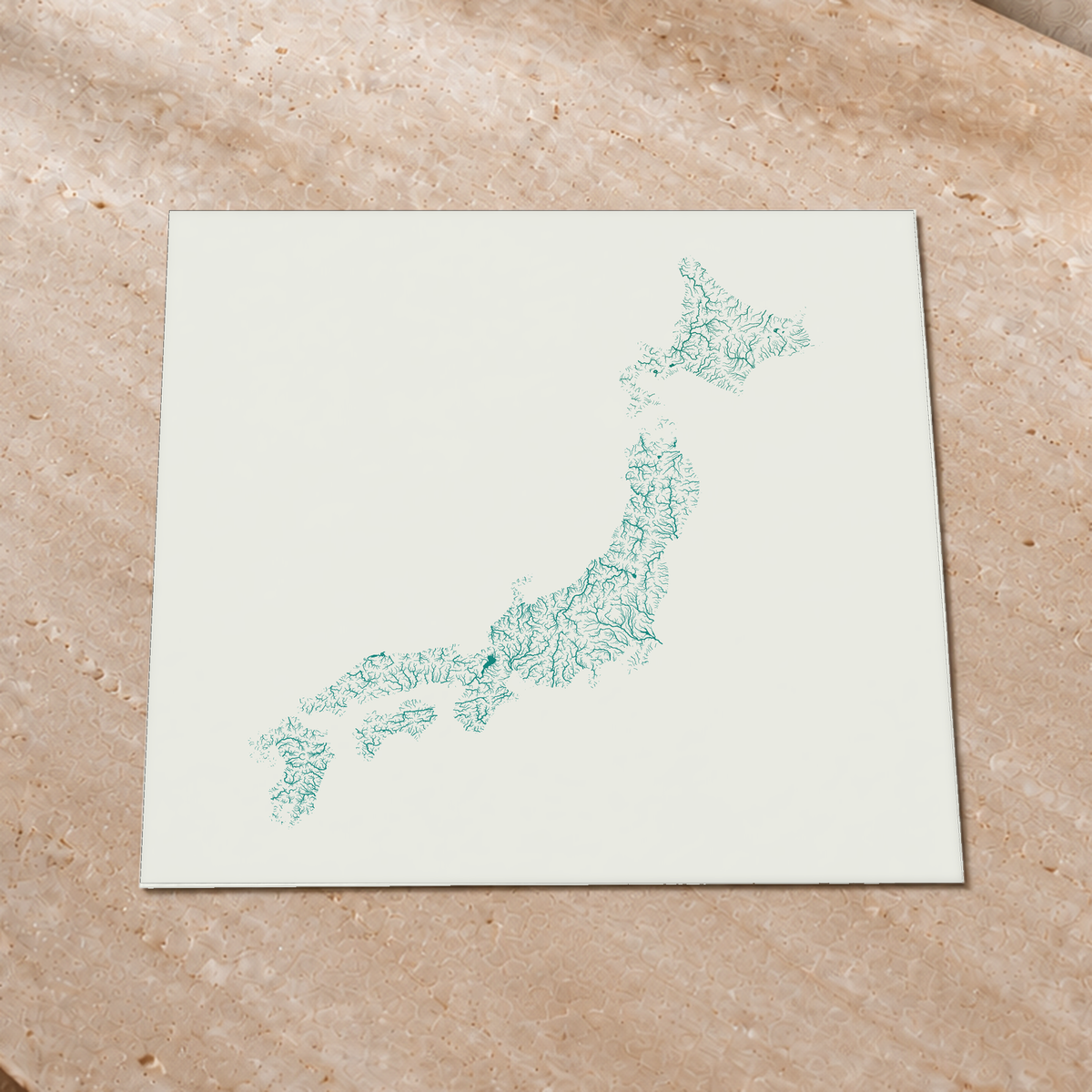 Beautiful Rivers — Japão — Verde jade e porcelana, Impressão fine art · 76 × 76 cm, Sem margem