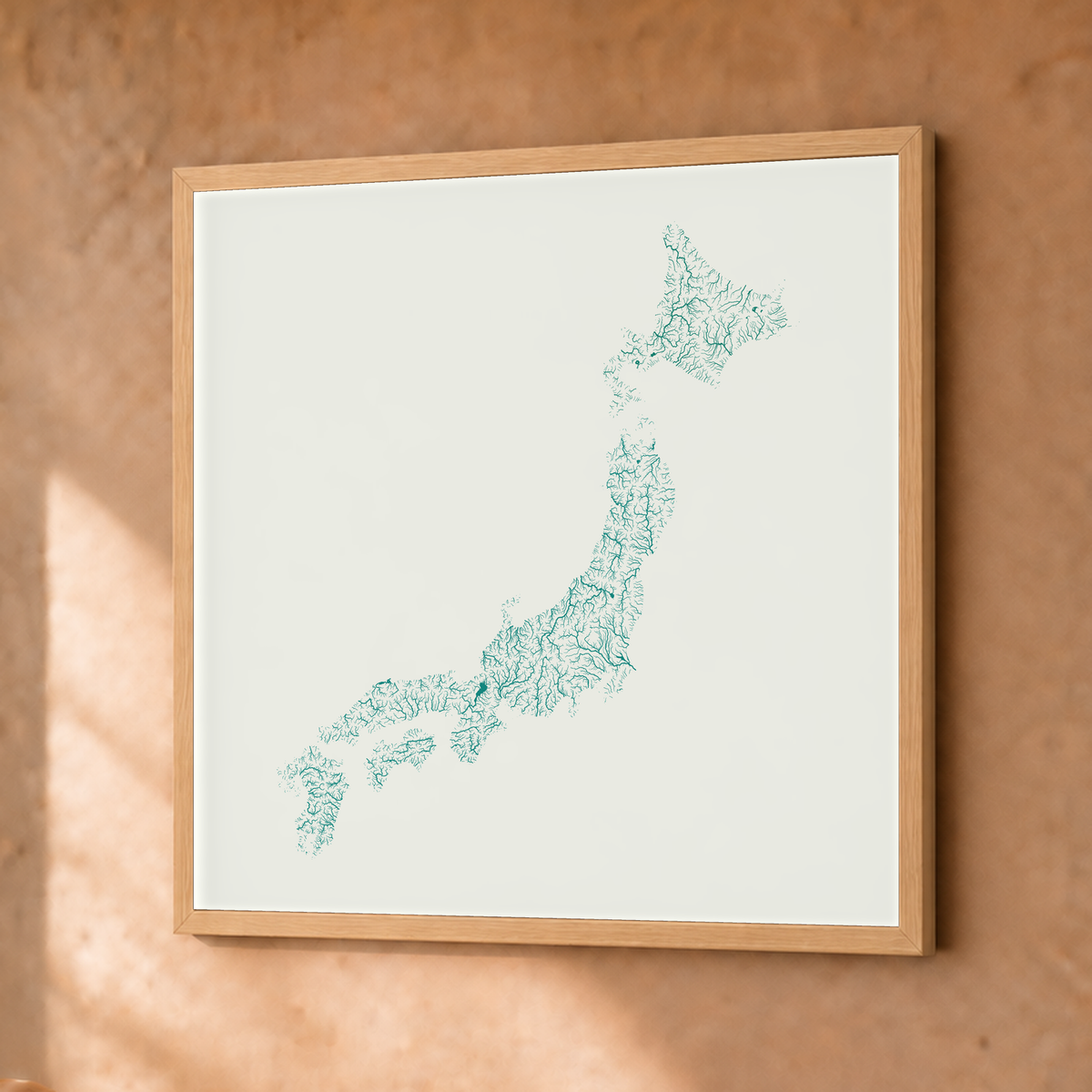 Beautiful Rivers — Japão — Verde jade e porcelana, Fine art emoldurado · 30 × 30 cm, Natural · Sem margem