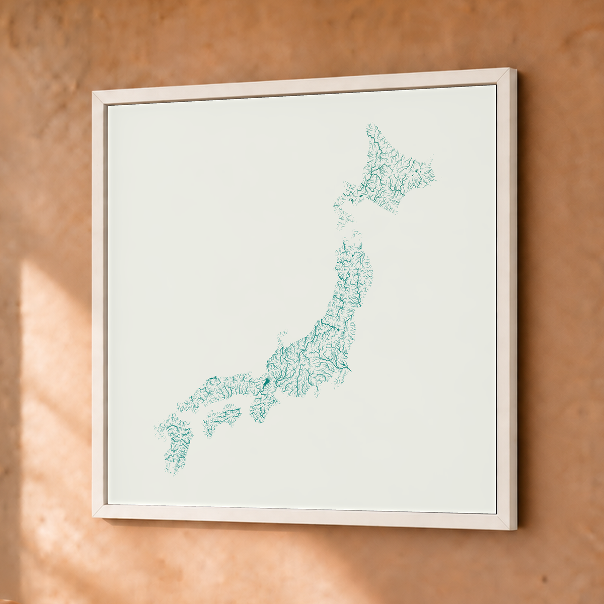 Beautiful Rivers — Japão — Verde jade e porcelana, Fine art emoldurado · 30 × 30 cm, Branco · Sem margem