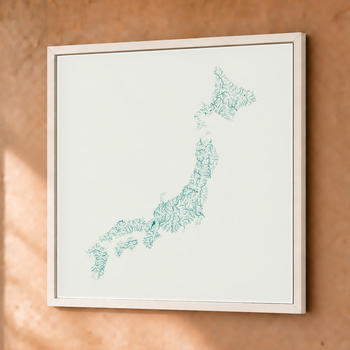 Beautiful Rivers — Japão — Verde jade e porcelana, Fine art emoldurado · 76 × 76 cm, Branco · Sem margem