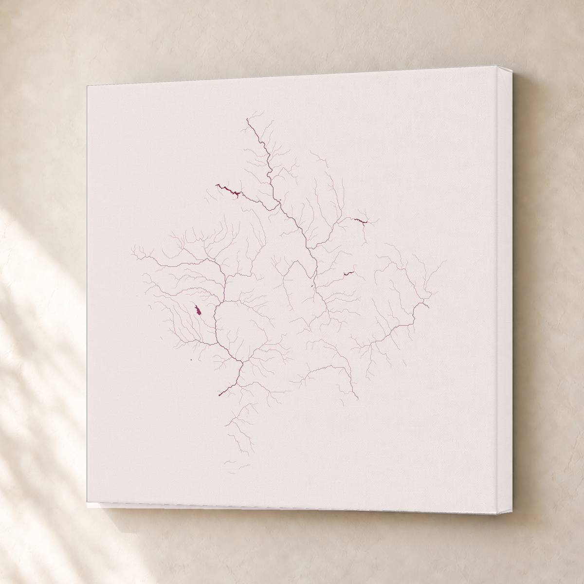 Beautiful Rivers — Kosovo — Ameixa e rosé, Canvas · 30 × 30 cm, Sem margem