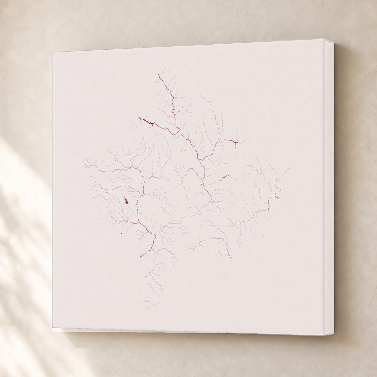 Beautiful Rivers — Kosovo — Ameixa e rosé, Canvas · 50 × 50 cm, Sem margem