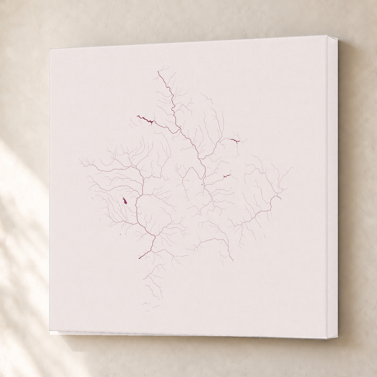 Beautiful Rivers — Kosovo — Ameixa e rosé, Canvas · 76 × 76 cm, Sem margem
