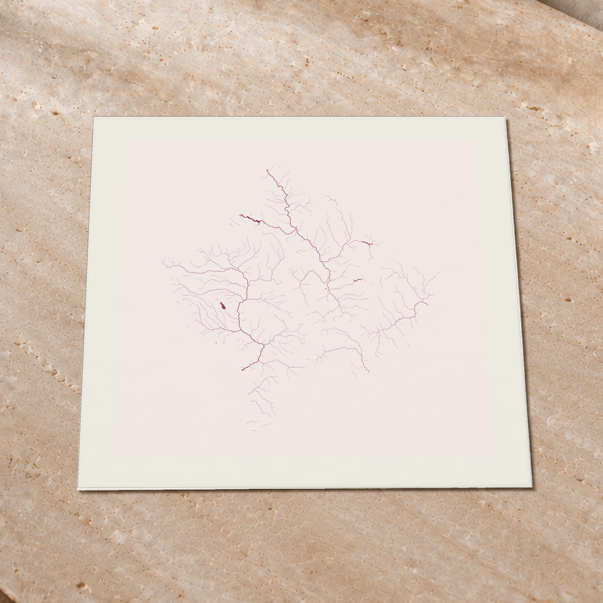 Beautiful Rivers — Kosovo — Ameixa e rosé, Impressão fine art · 76 × 76 cm, Margem branca