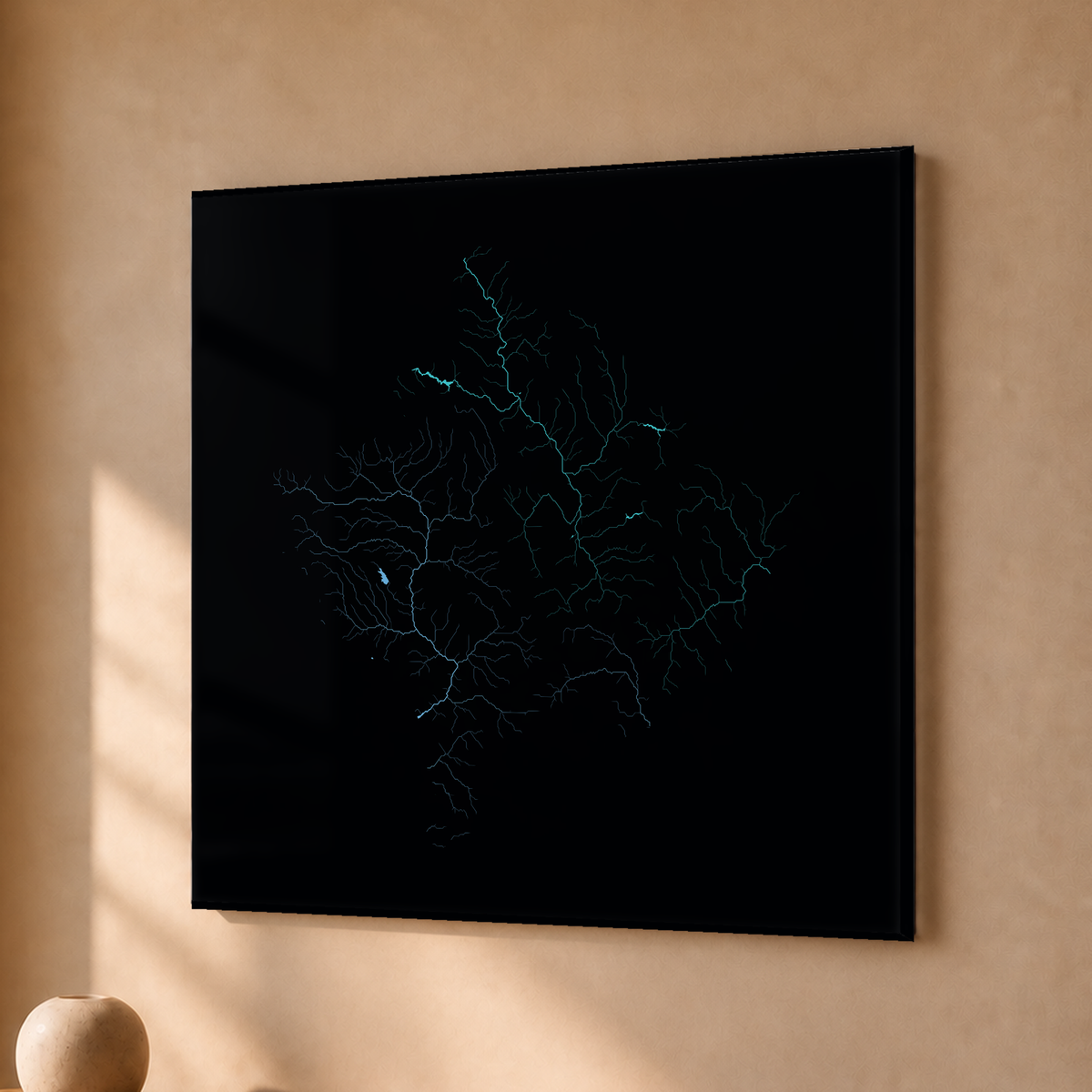 Beautiful Rivers — Kosovo — Neon hidrográfico, Acrílico · 30 × 30 cm, Sem margem