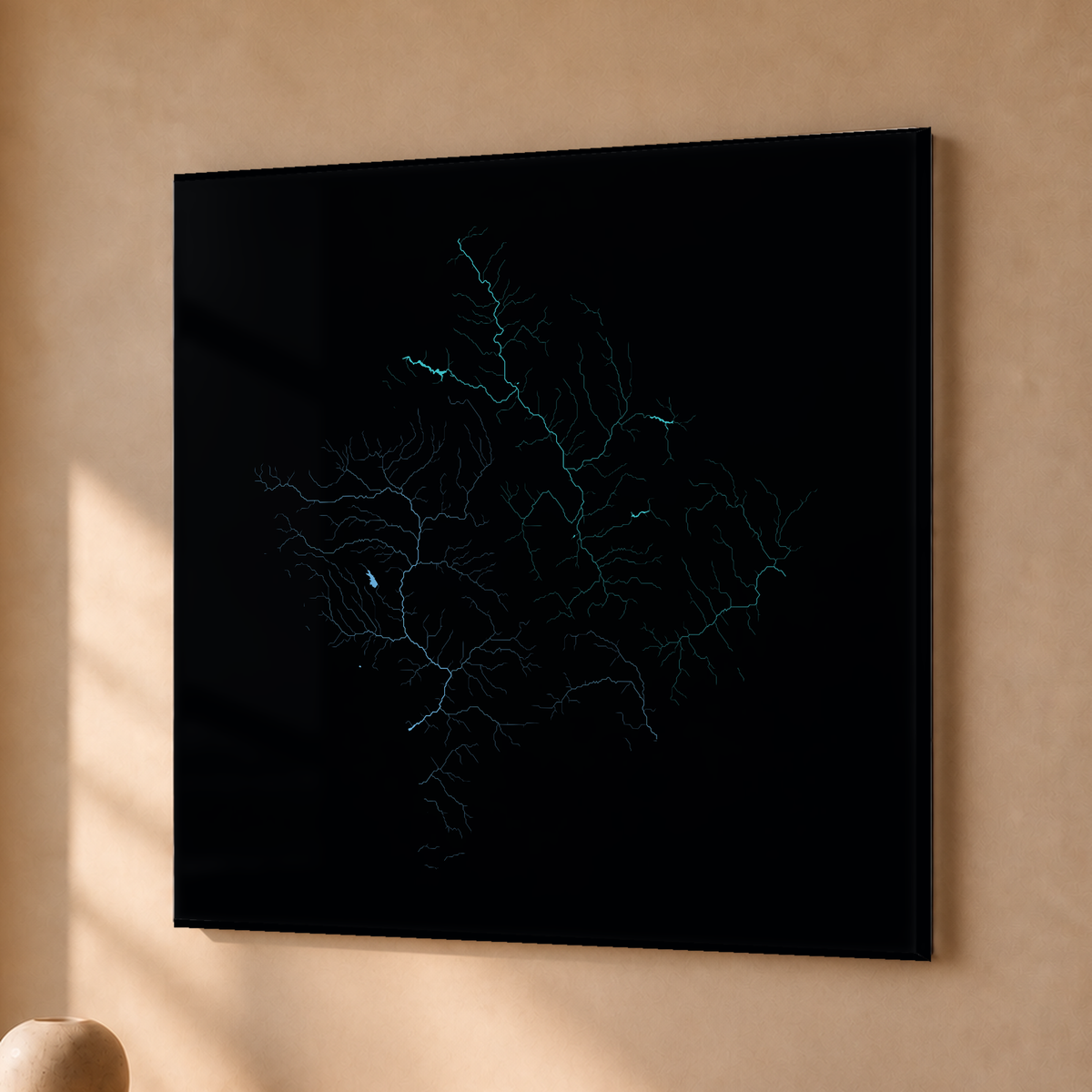 Beautiful Rivers — Kosovo — Neon hidrográfico, Acrílico · 76 × 76 cm, Sem margem