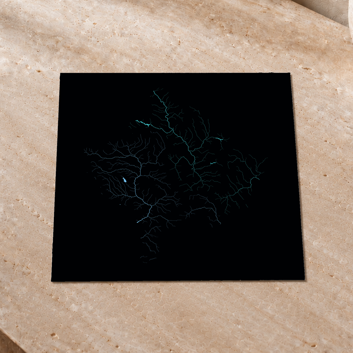 Beautiful Rivers — Kosovo — Neon hidrográfico, Impressão fine art · 30 × 30 cm, Sem margem